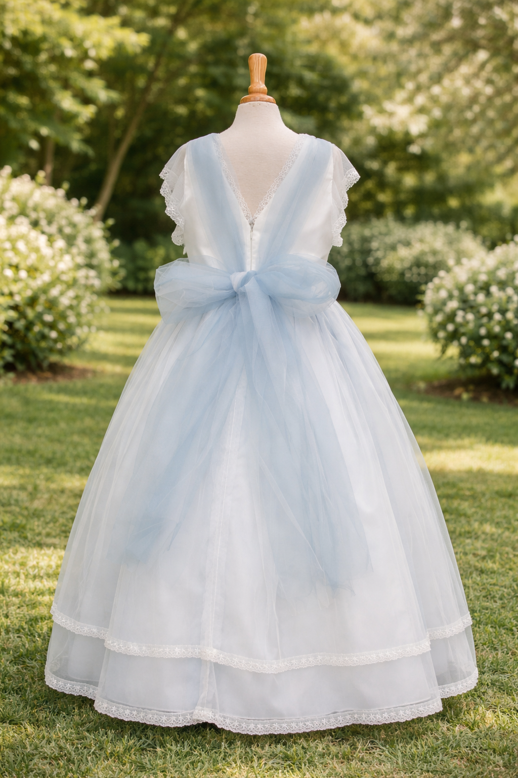 Vestido comunión niña falda azul