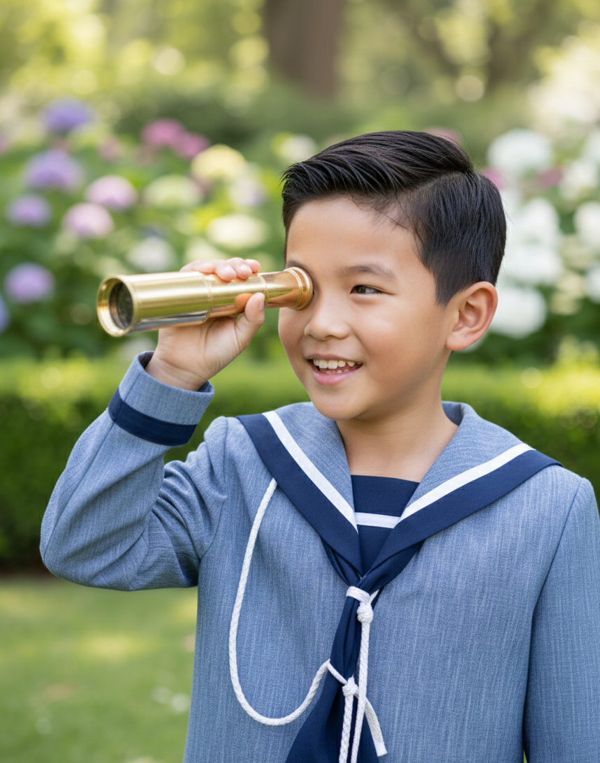 Marinero azul y azul marino