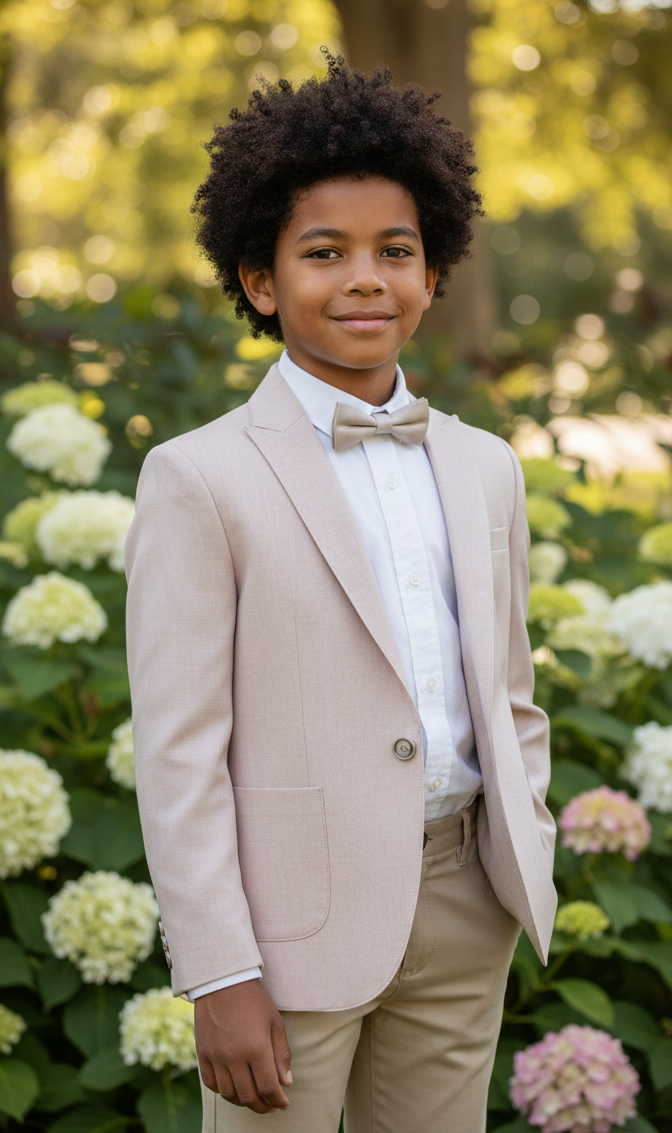 Traje de niño salmón-beige