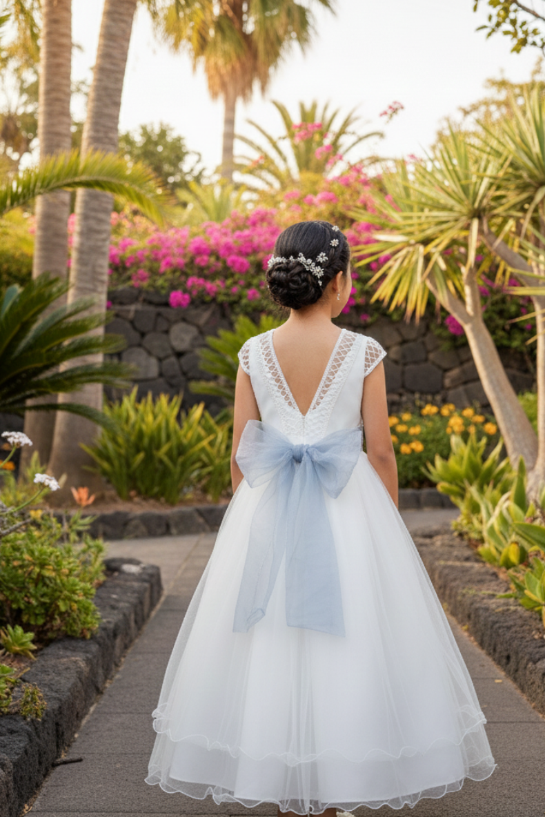 Vestido comunión niña lazo