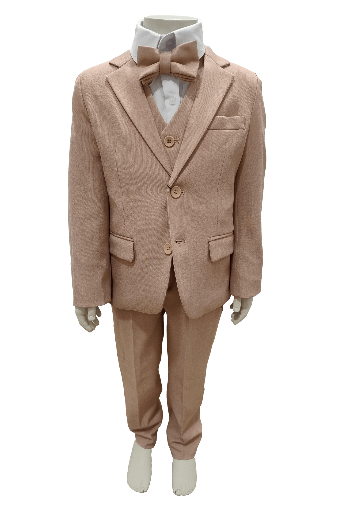 Traje de niño 5 piezas rosado.