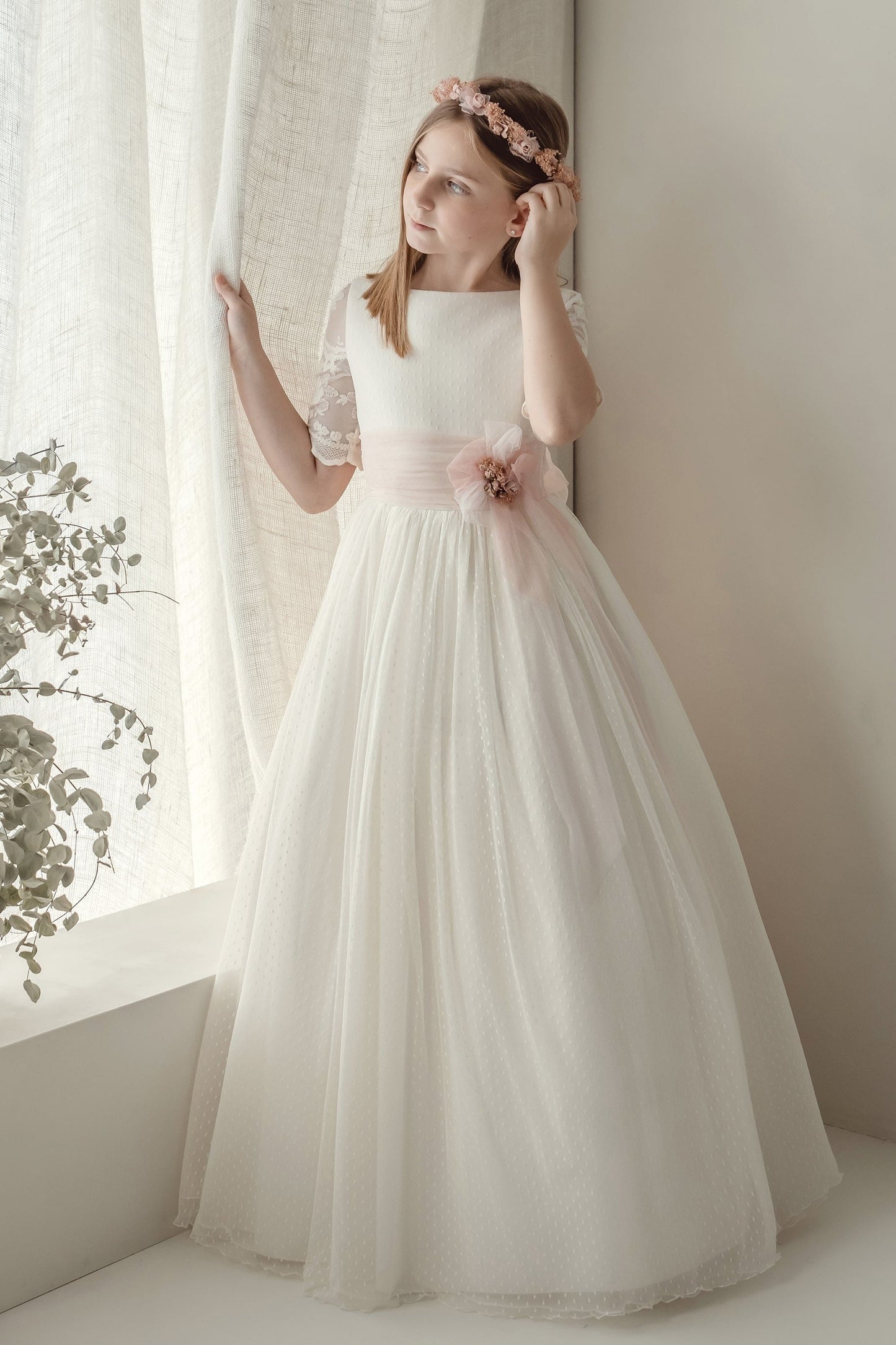 Vestido comunión plumeti