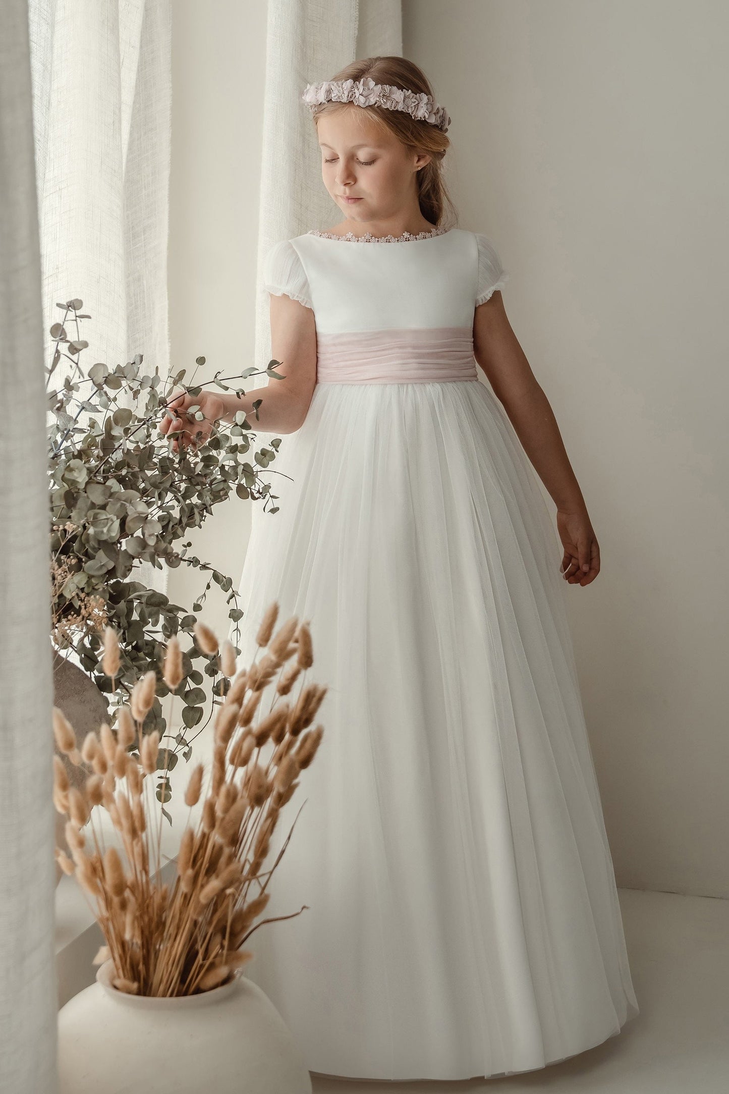 Vestido de comunión manga corta