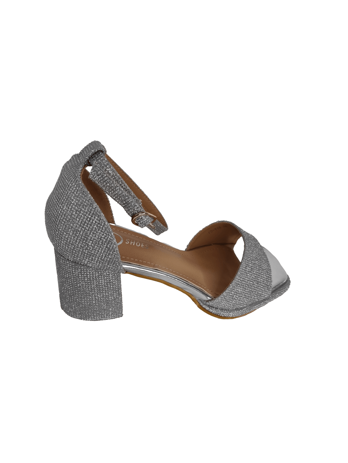 Sandalia plata de tacón ancho.