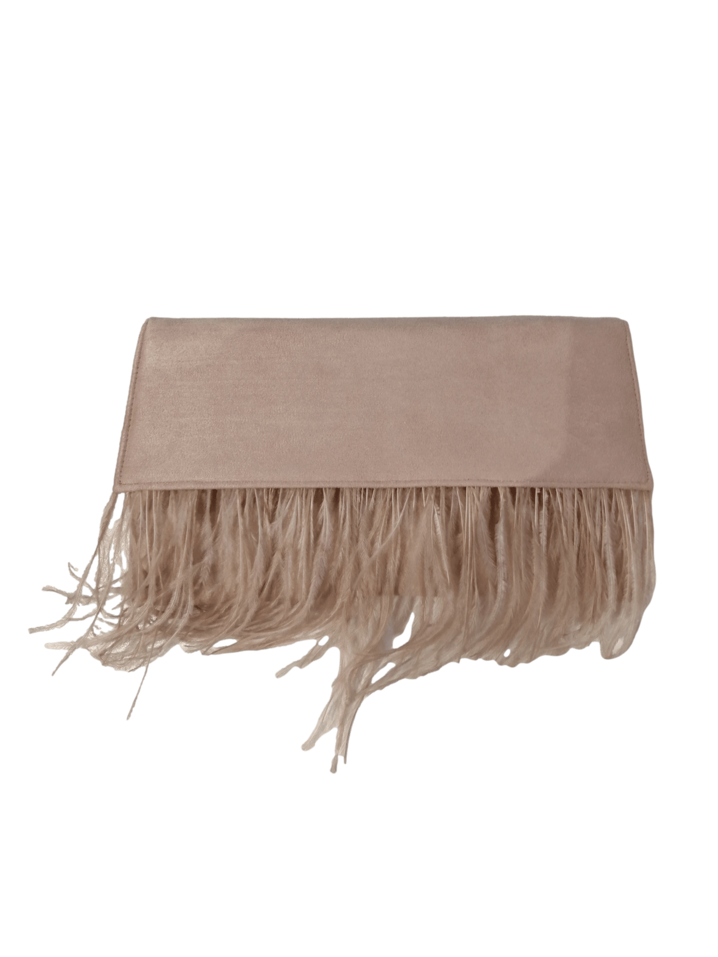 Nude feather party bag
