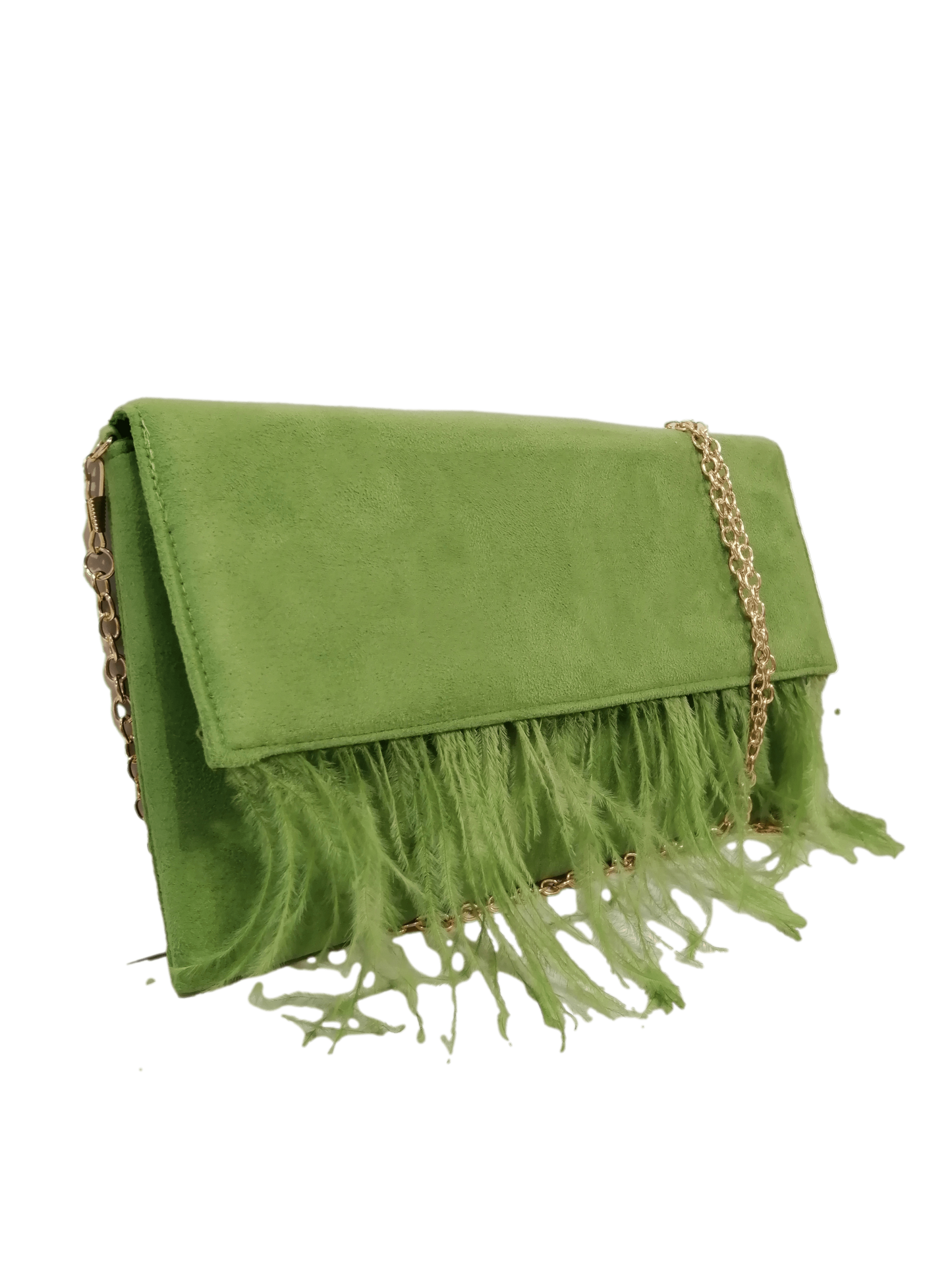 Bolso de fiesta plumas verde