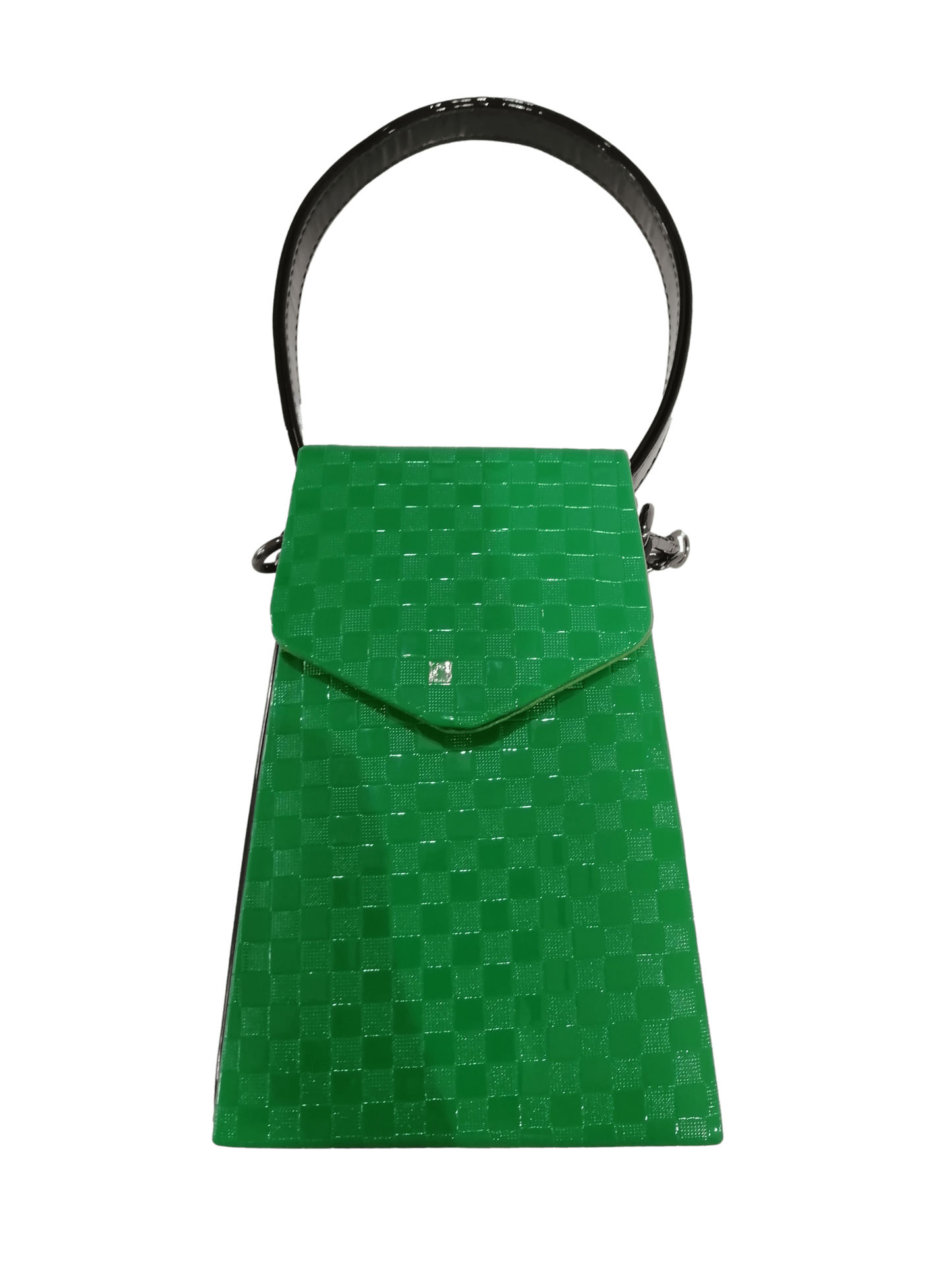 Bolso clutch vertical verde.