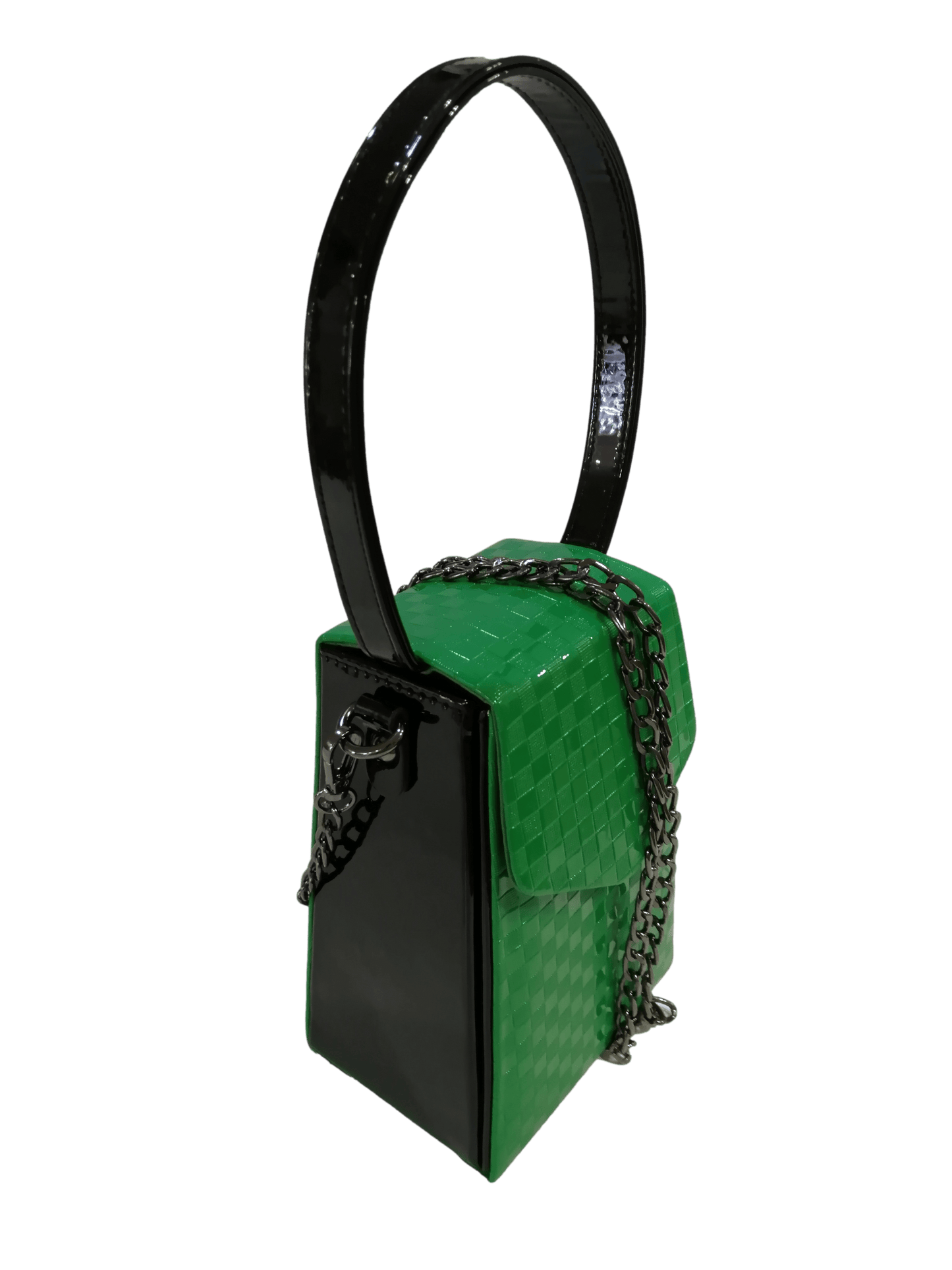 Bolso clutch vertical verde.