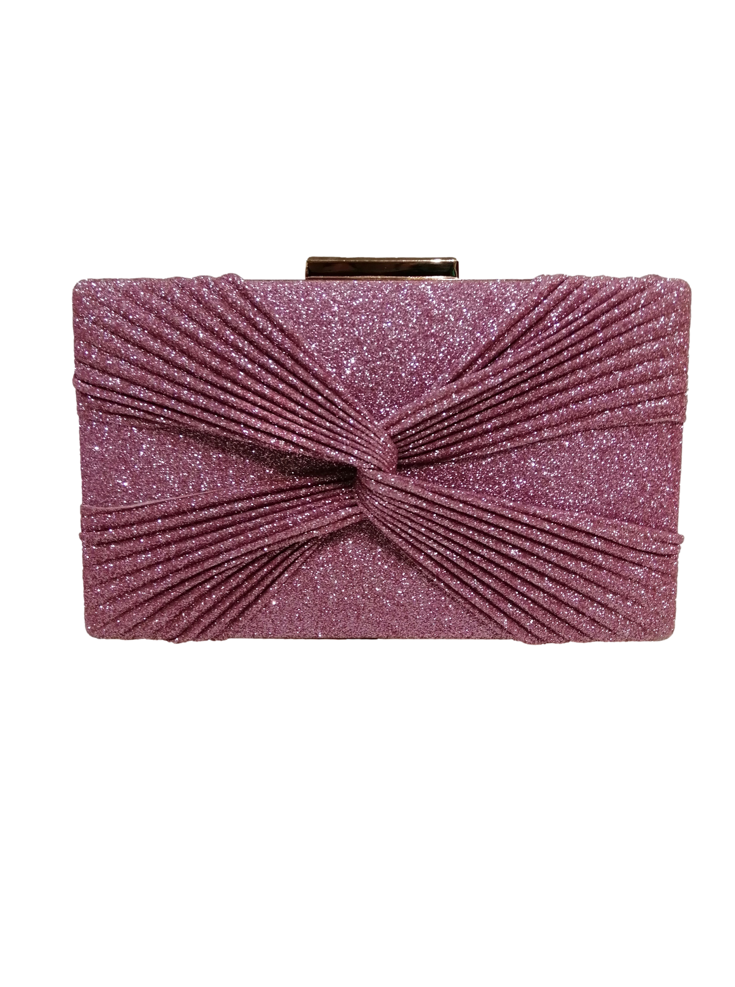 Embossed pink clutch.