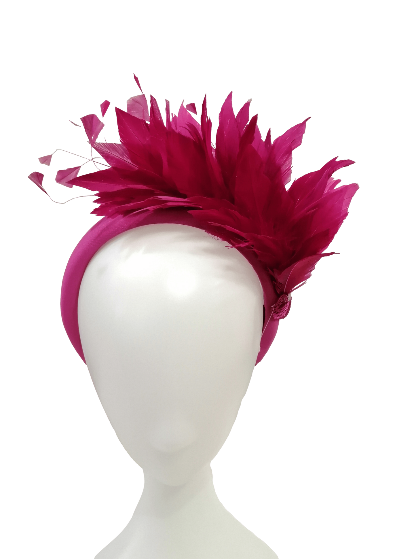 Diadema con plumas buganvilla
