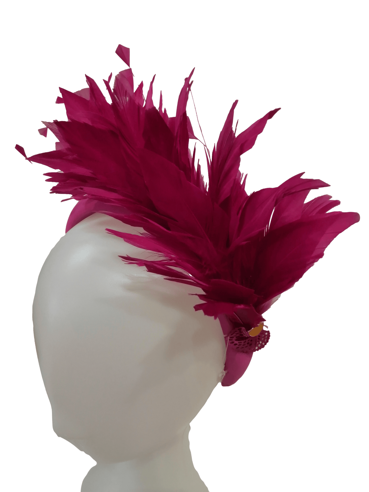 Diadema con plumas buganvilla