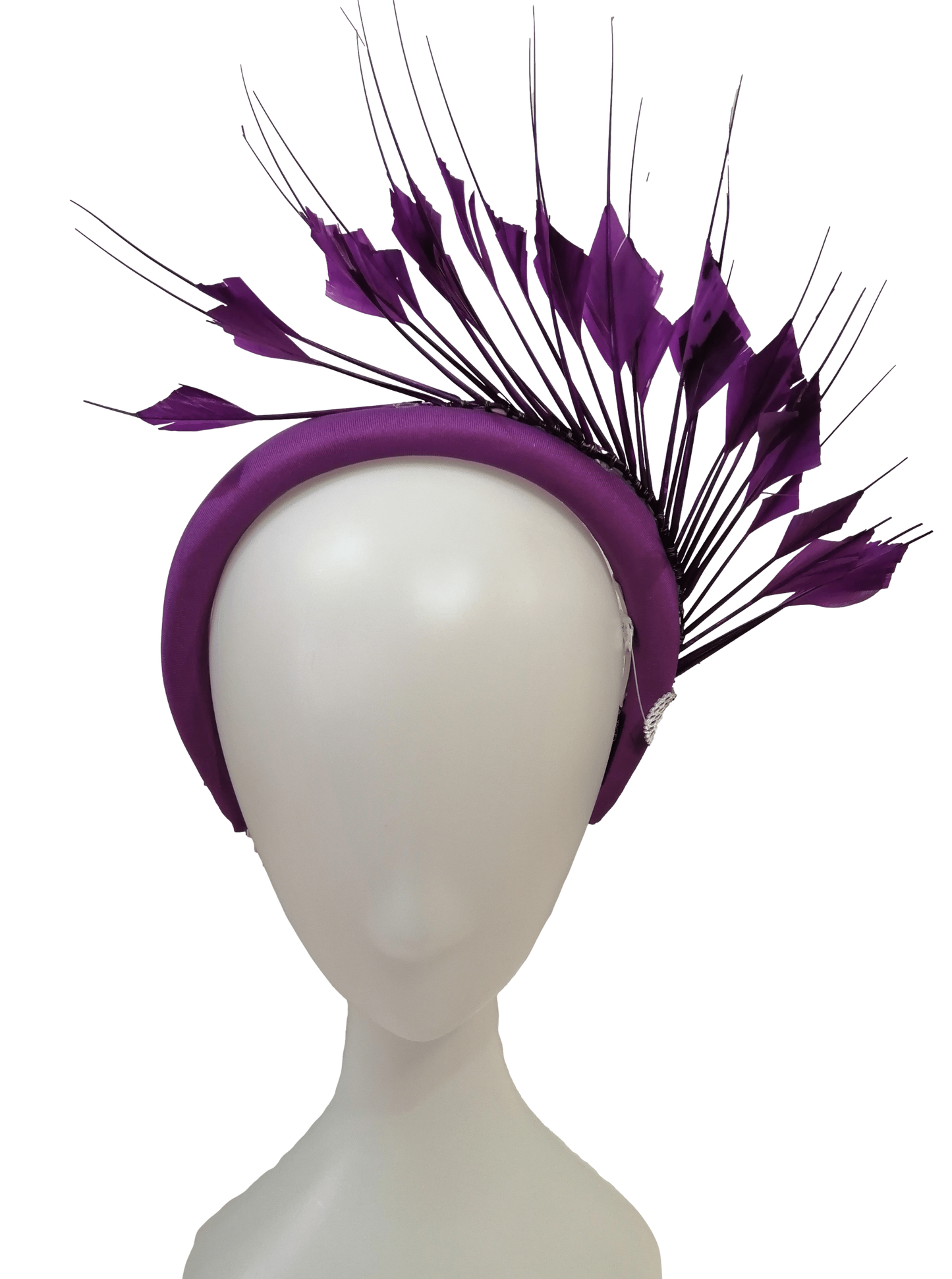 Diadema con plumas morada