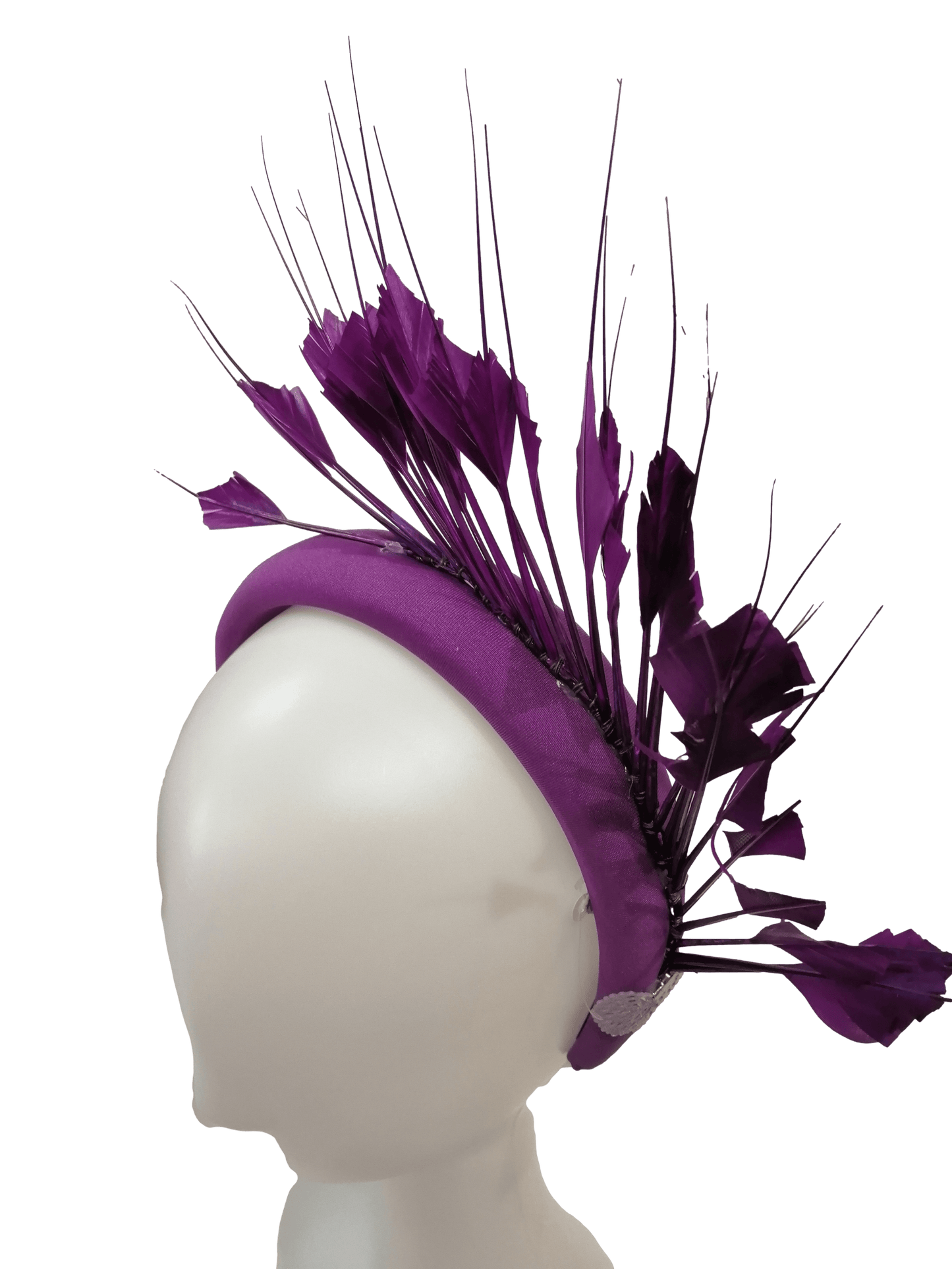Diadema con plumas morada