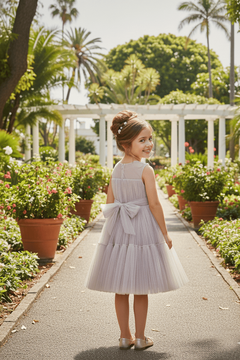 Vestido de arras corto malva claro
