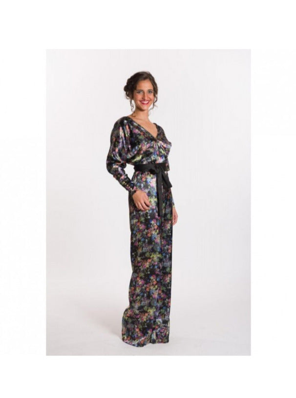 Printed jumpsuit with sleeves