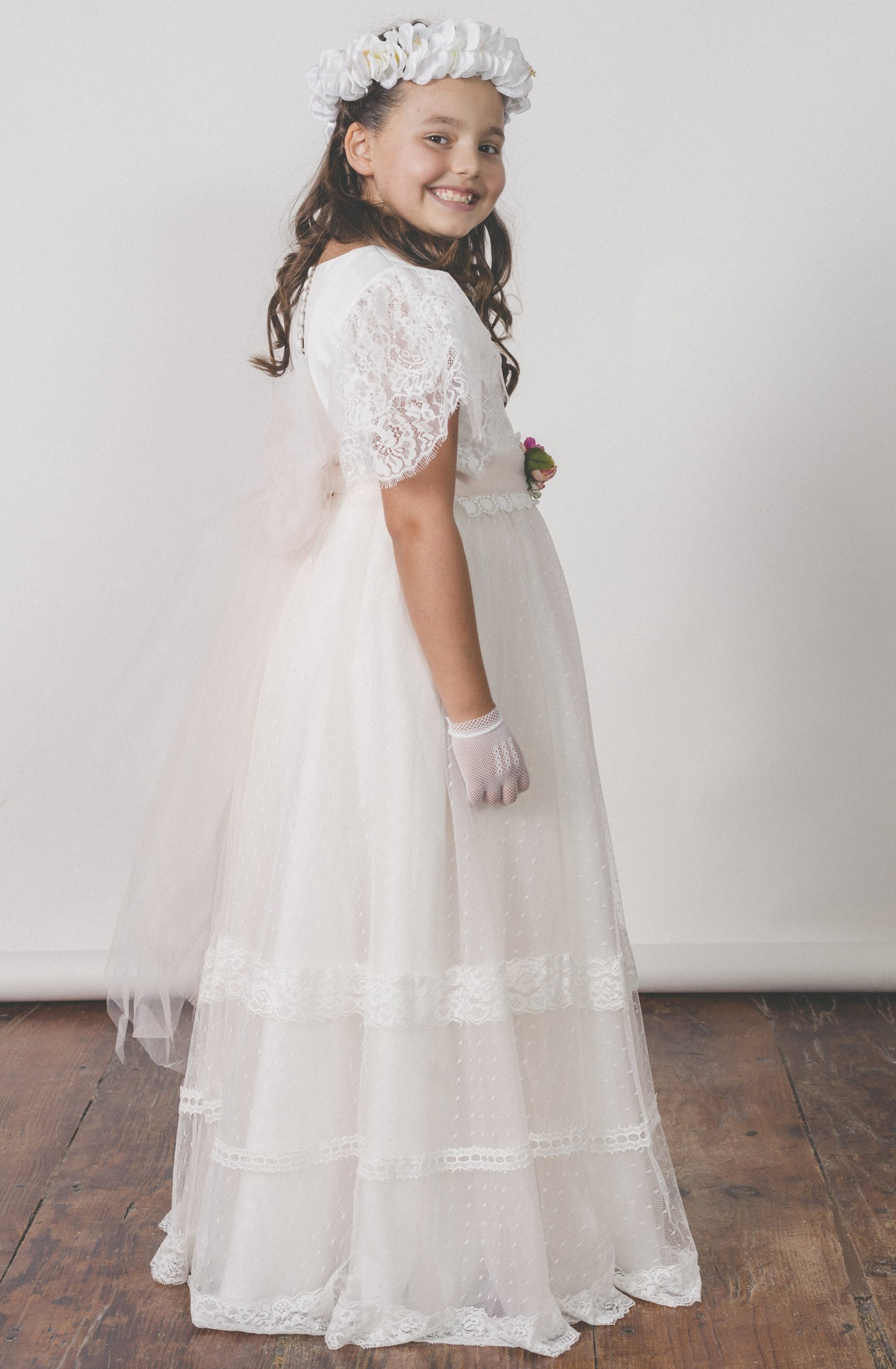 Vestido de comunión manga capa