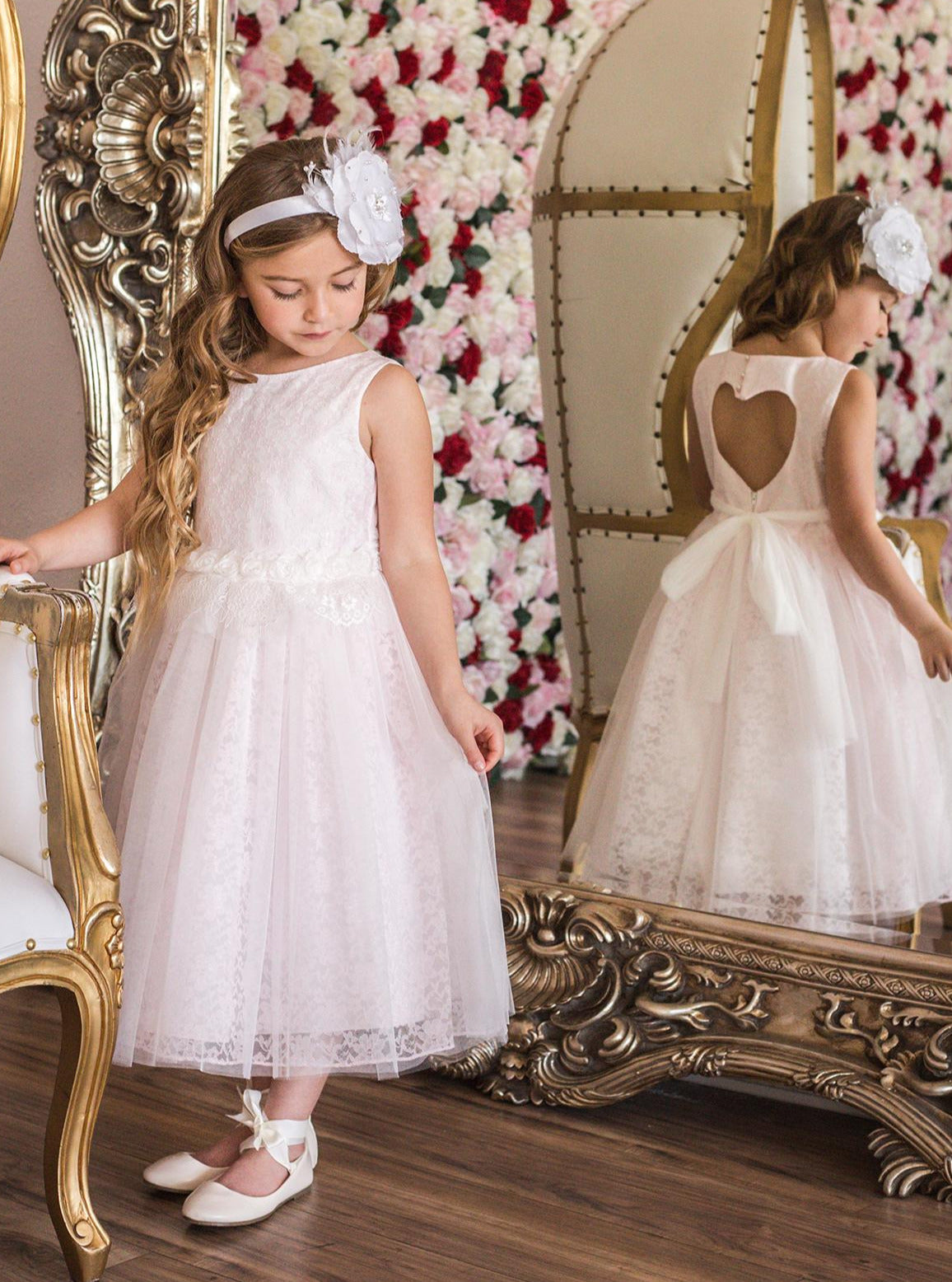 Lace and tulle flower girl dress