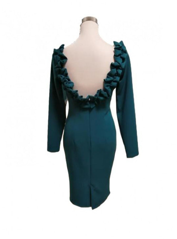 Vestido de fiesta corto esplada descubierta