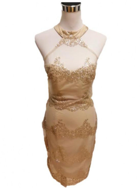Vestido de fiesta corto cuello halter