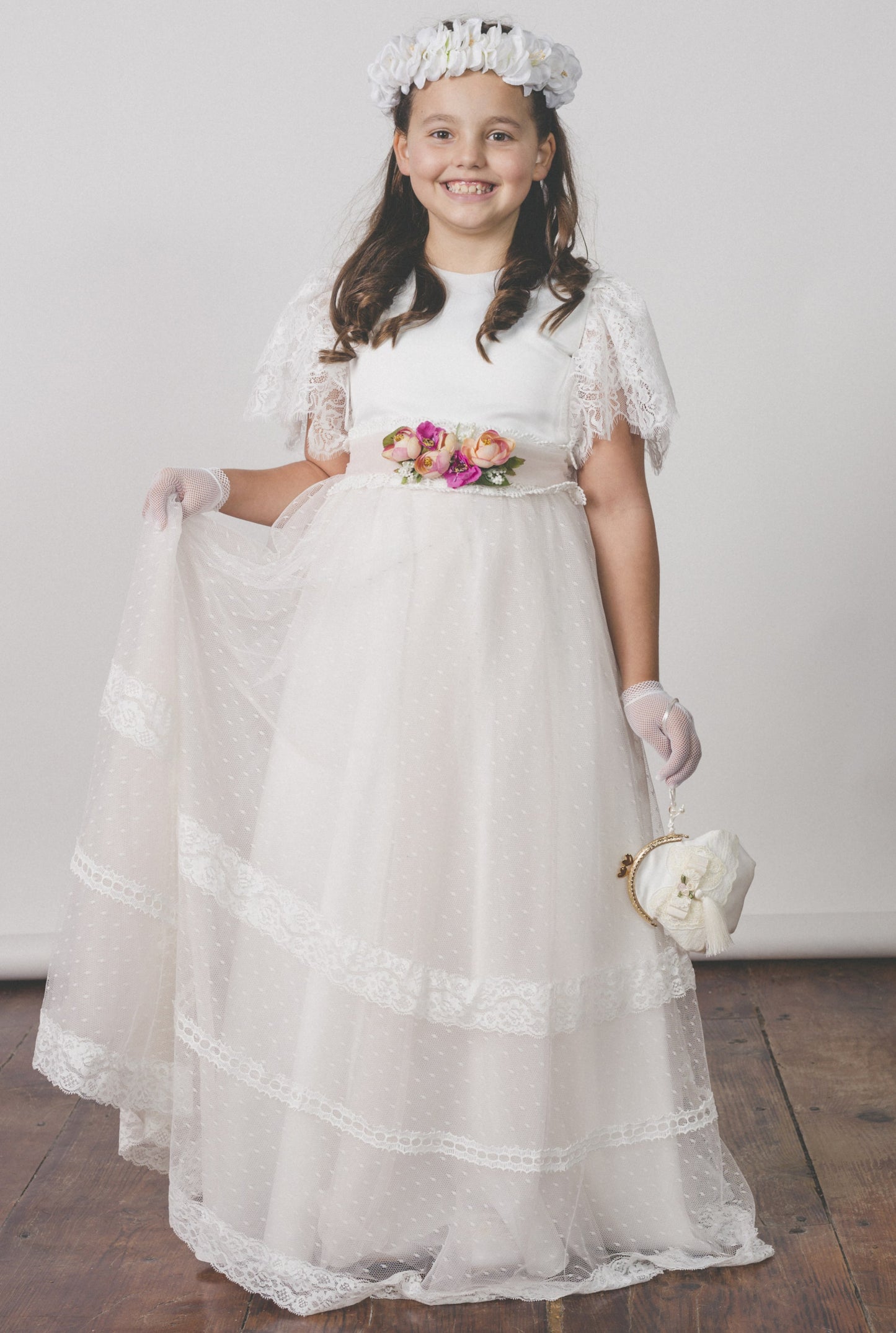 Vestido de comunión manga capa
