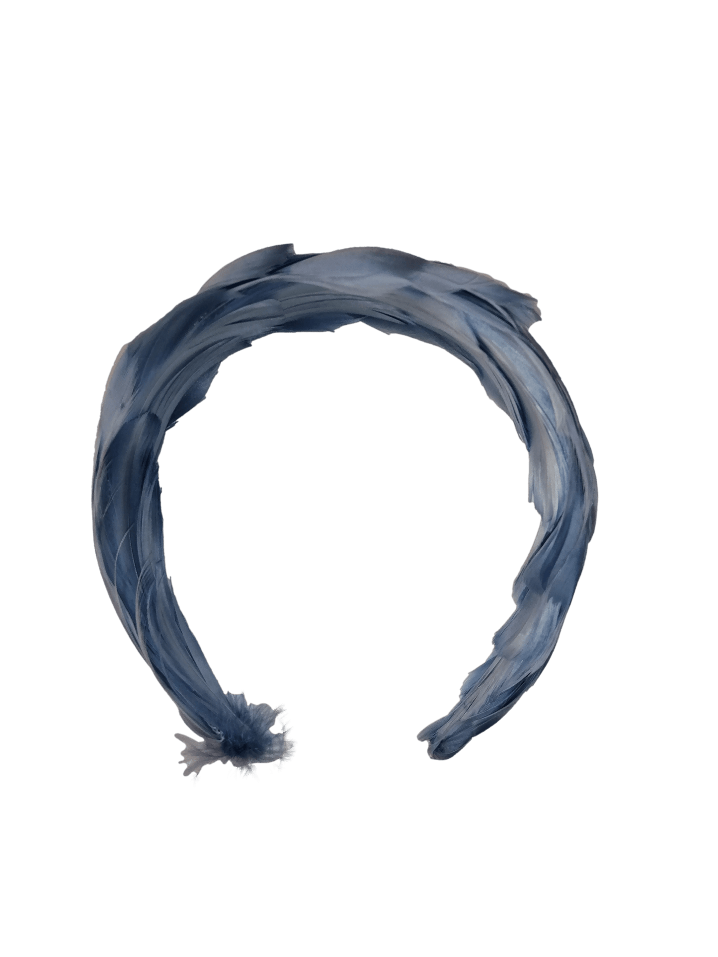 Wide headband with light blue feathers