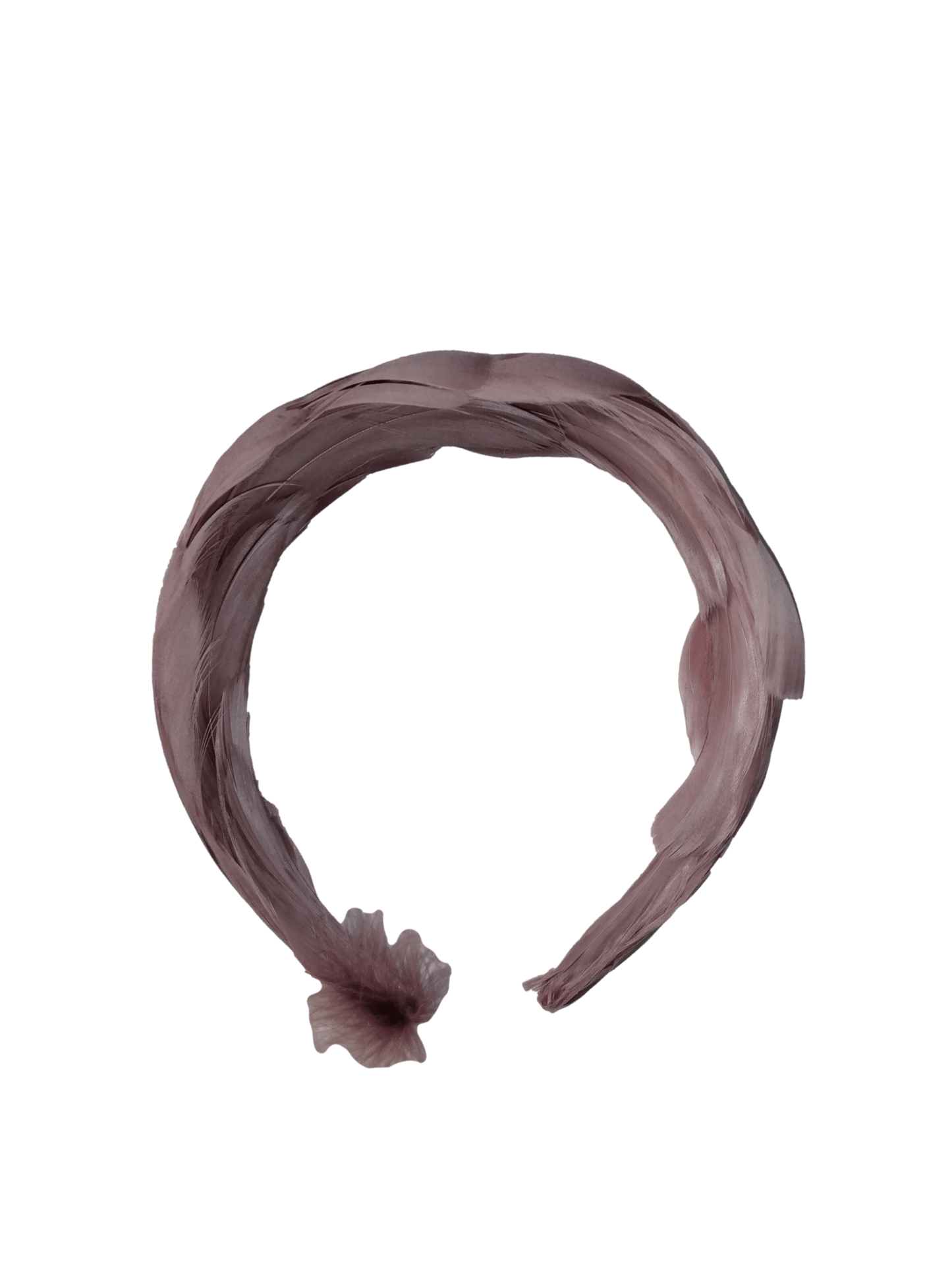 Diadema ancha plumas rosa palo