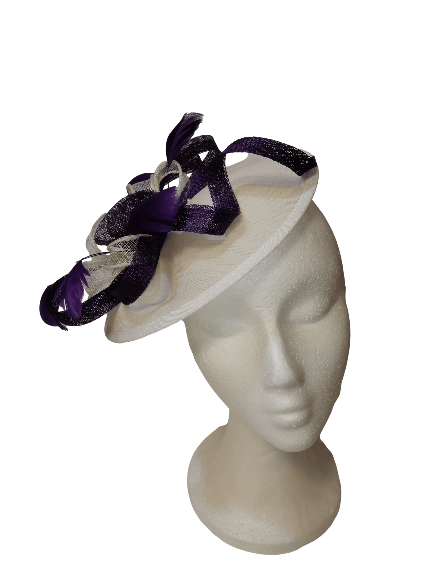 Tocado de plato marfil y morado