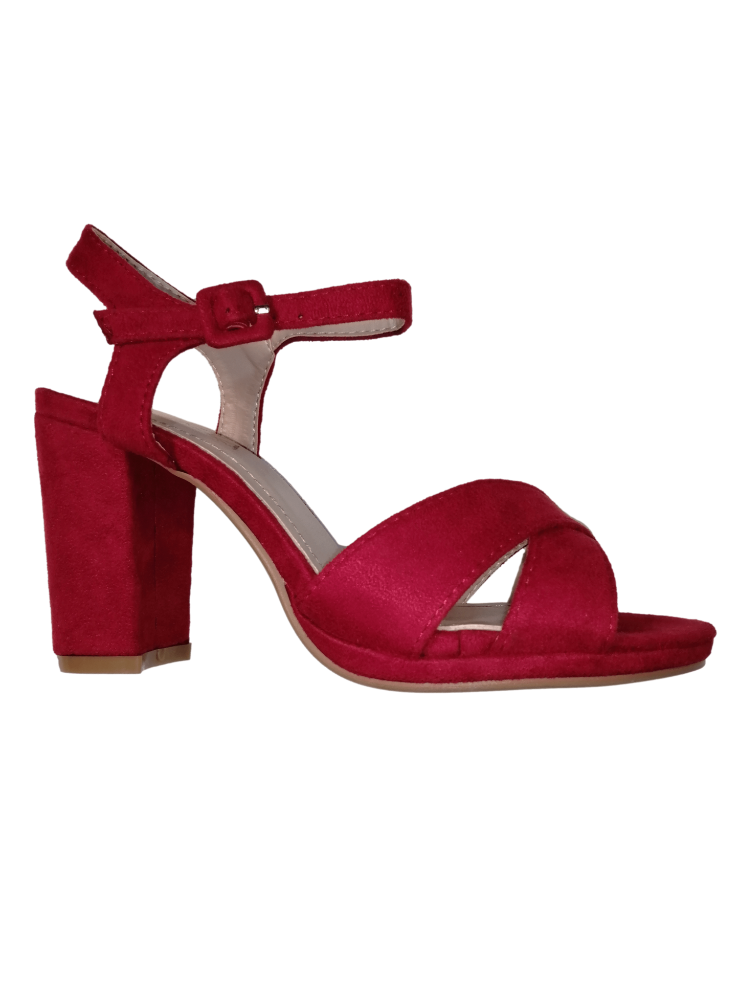 Red wide heel sandal