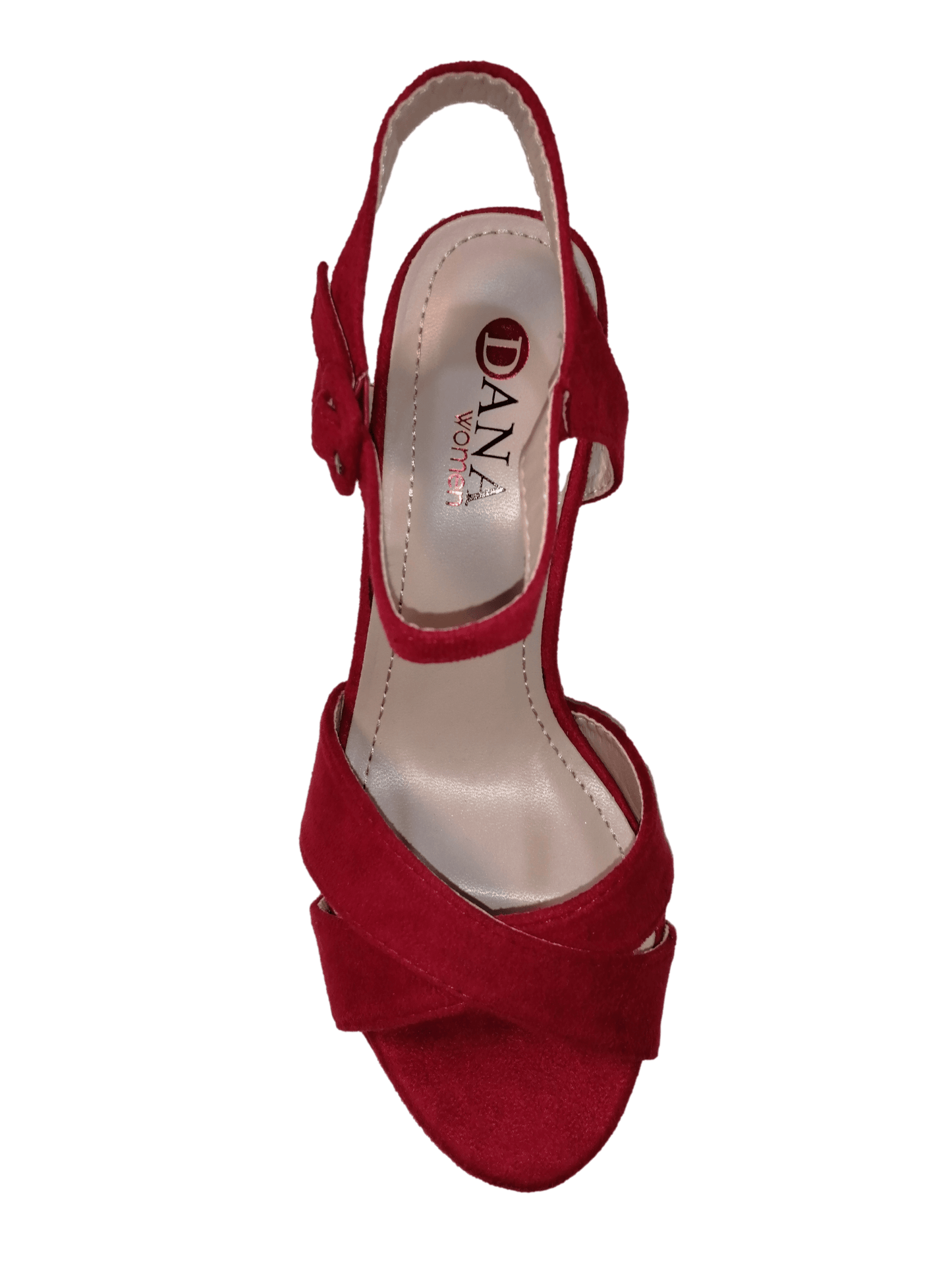 Red wide heel sandal