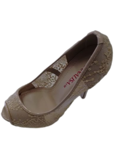 Zapato de salón peeptoes color crema