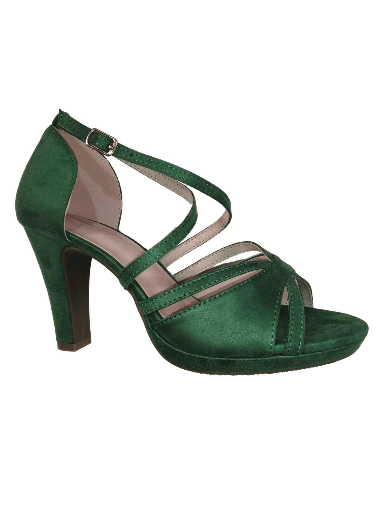 Sandalia de tacón tiras verde