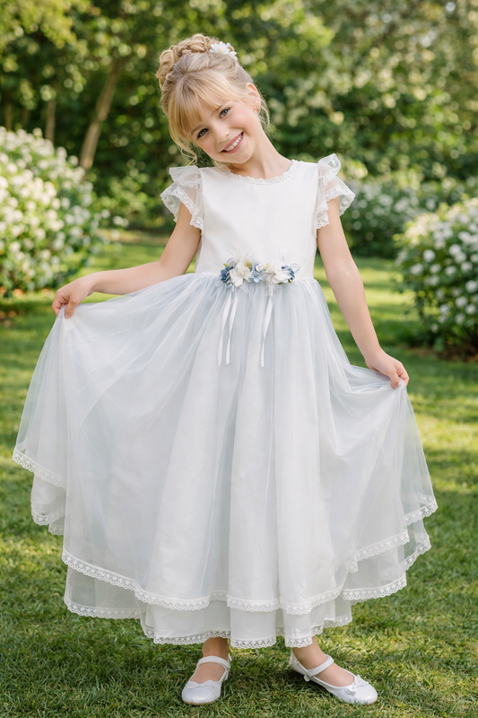 Vestido comunión niña falda azul