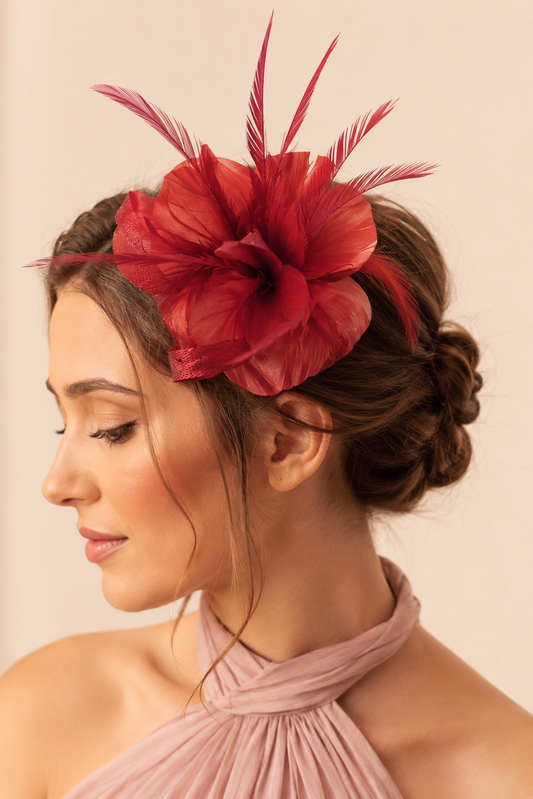 Tocado de Fiesta Burdeos Flor Imperial