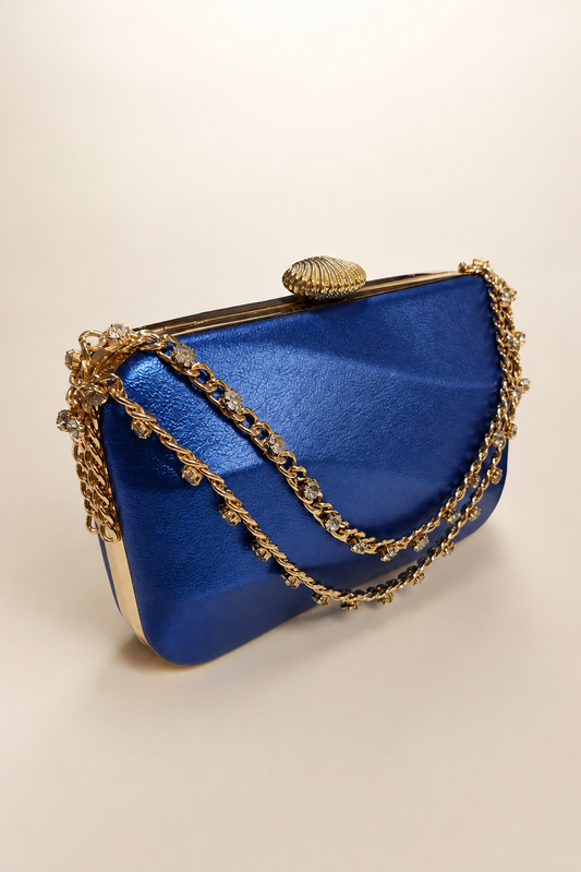Bolso clutch azul elegante