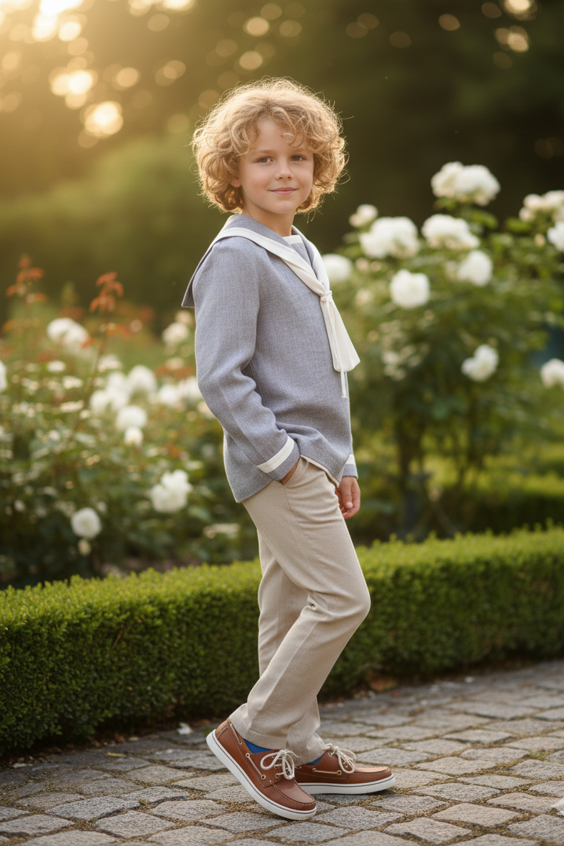 Marinero gris y beige.