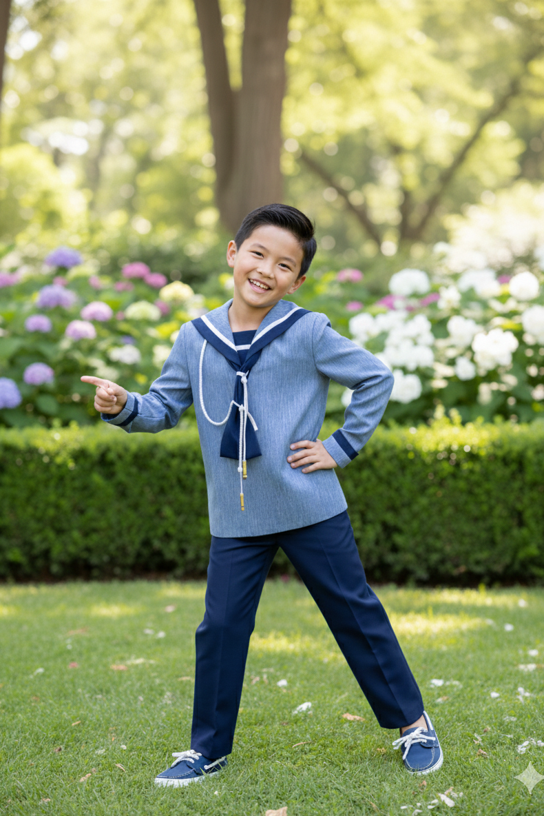 Marinero azul y azul marino