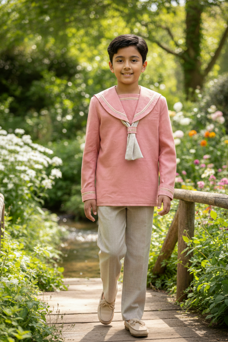 Marinero rosa y beige