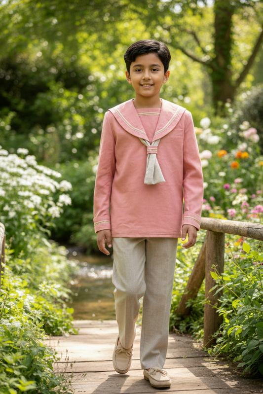 Marinero rosa y beige