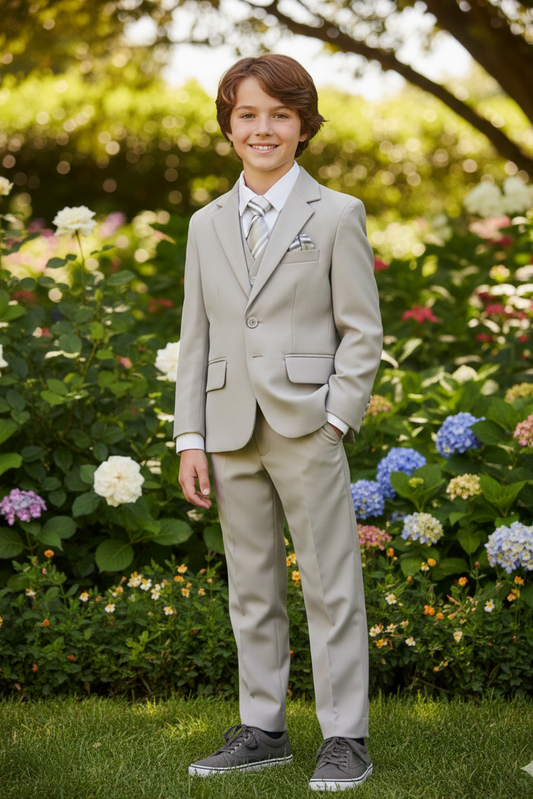 Traje de comunión niño color gris