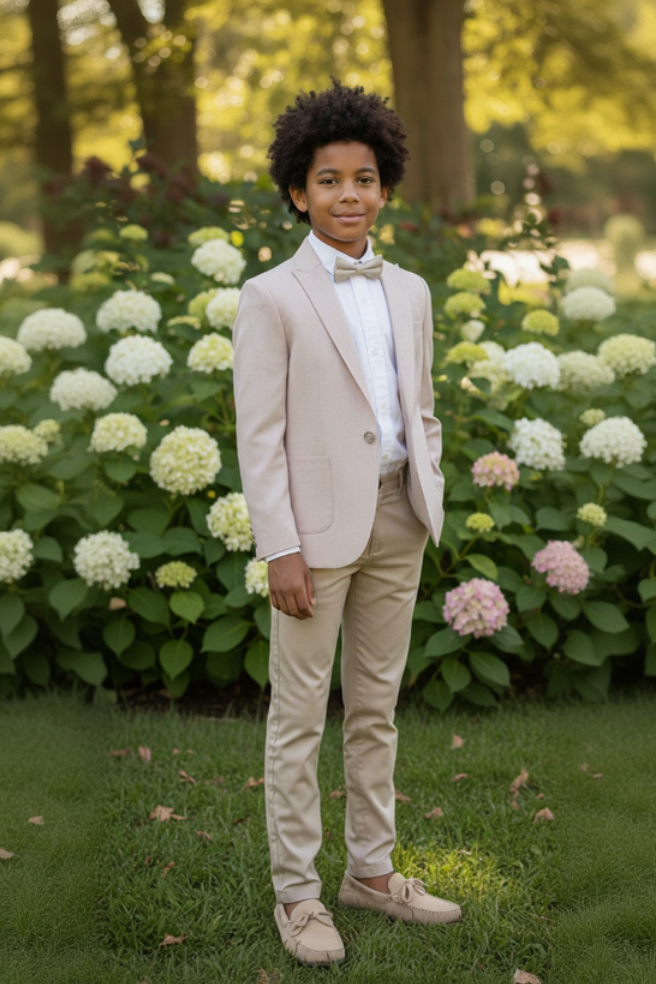 Traje de niño salmón-beige