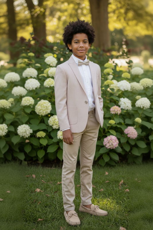 Traje de niño salmón-beige