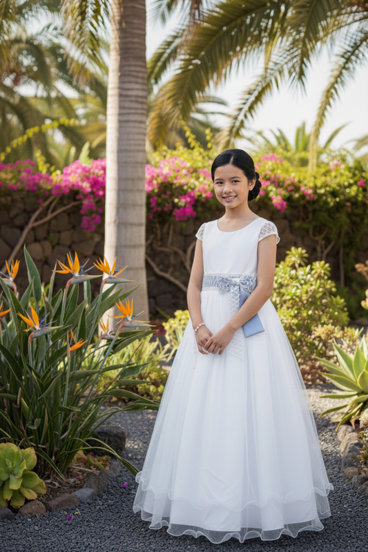 Vestido comunión niña lazo