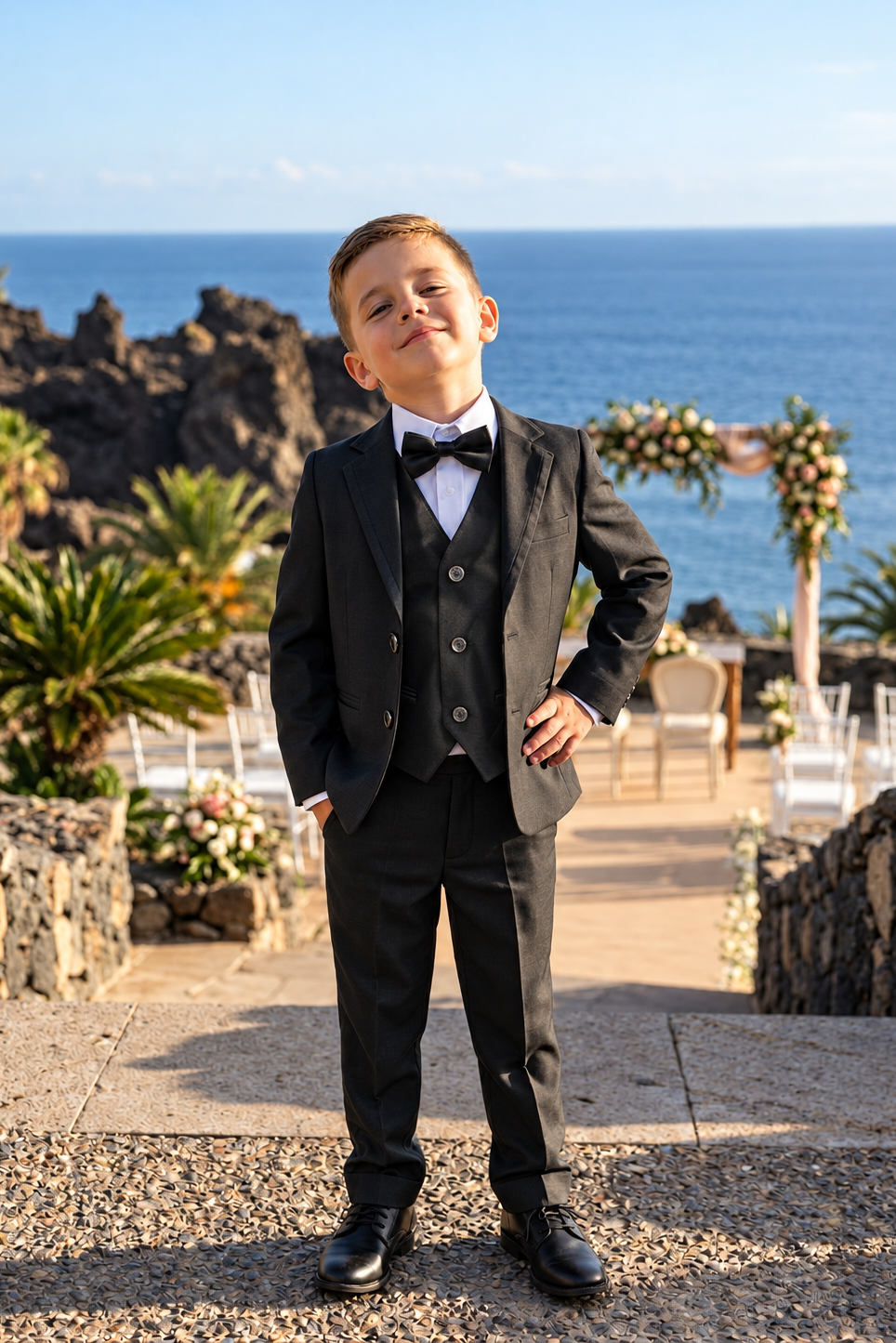 Traje de ceremonia para niño con chaleco y pajarita