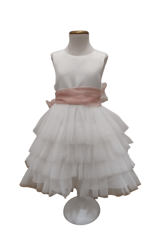 Vestido de arras corto con volantes blanco
