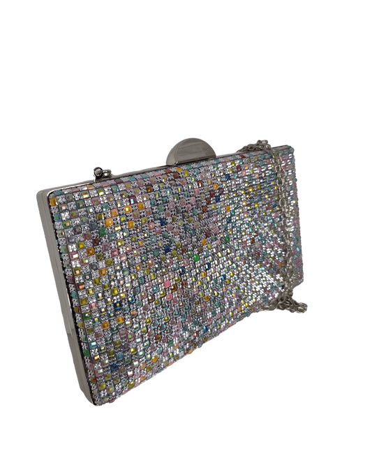 Bolso de fiesta pedrería multicolor