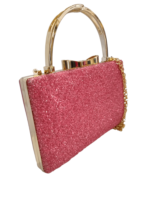 Bolso de mano fucsia con pedrería