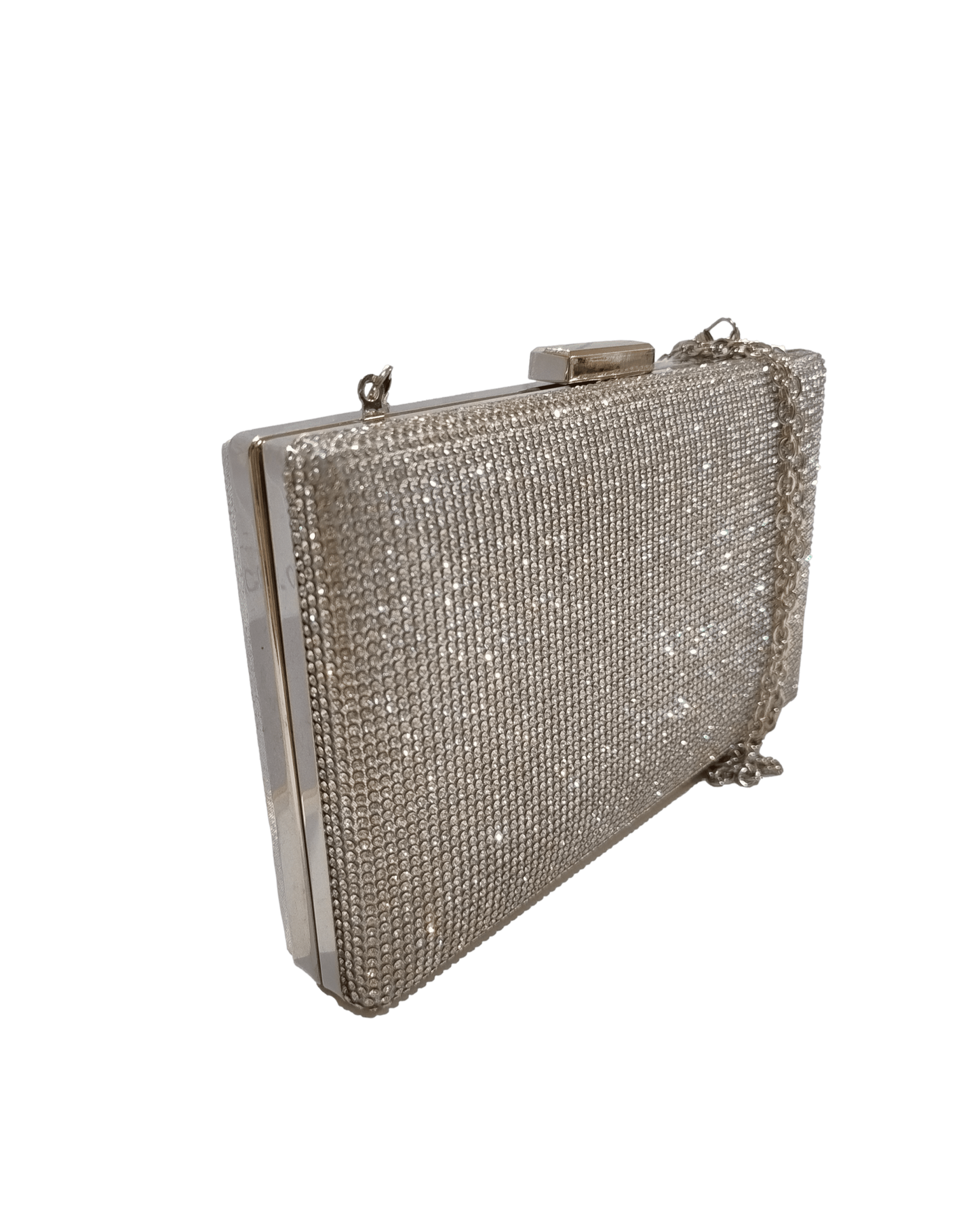 Bolso de fiesta plateado pedrería