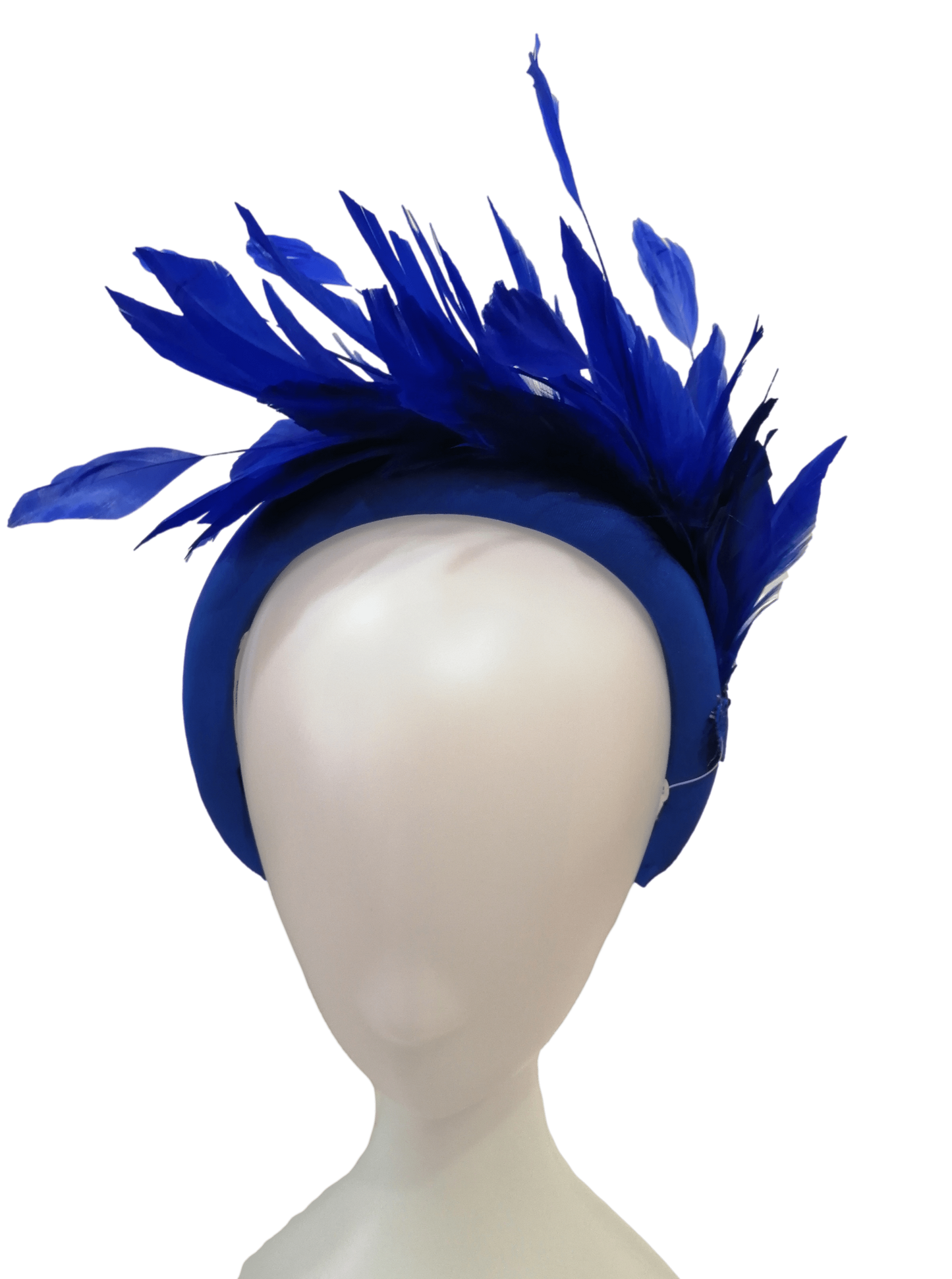 Diadema con plumas azulón