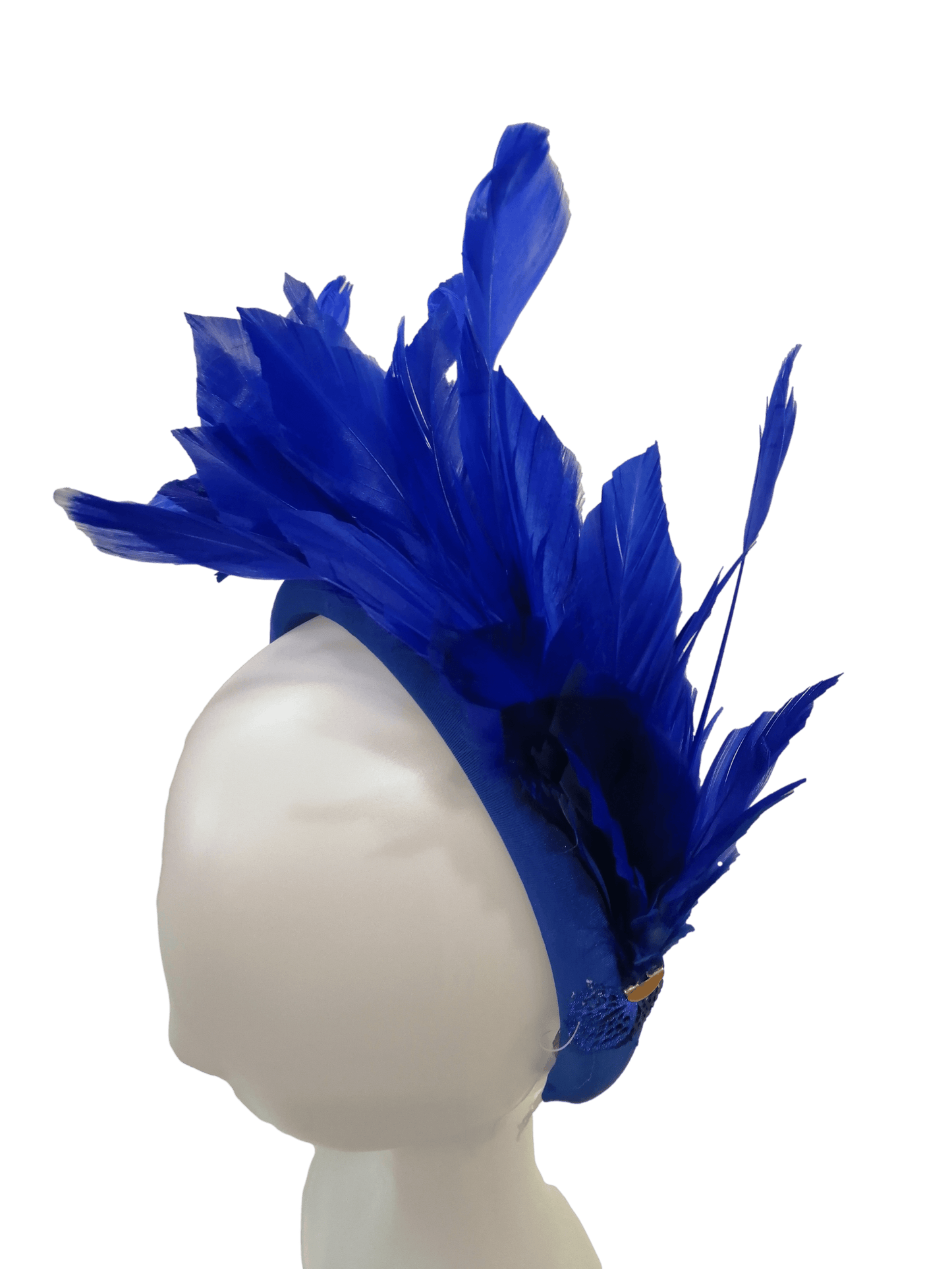 Diadema con plumas azulón