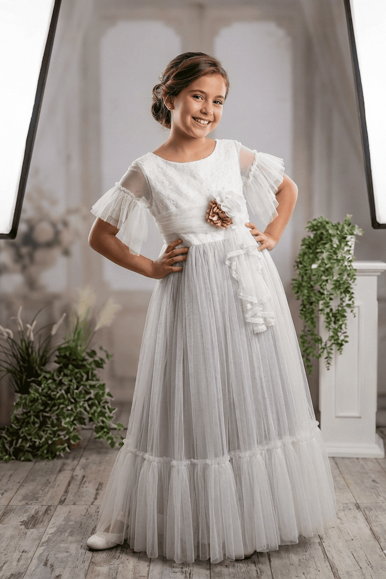 Vestido de Comunión Romántico con Tul